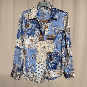 Joie Floral Patchwork Long Sleeve Blouse, Size S, Color Multi